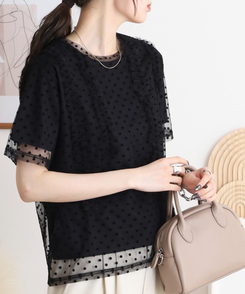 06ss ニコラ期 バレンシアガ フリル 半袖 カットソー Anna Nicola（アンナニコラ） スマホショルダー tシャツ 半袖 ドット
