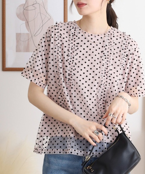 Anna Nicola（アンナニコラ） スマホショルダー tシャツ 半袖 ドット