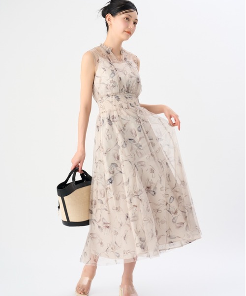CELFORD ワンピース レイヤードフラワープリントワンピース