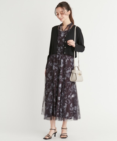 CELFORD ワンピース レイヤードフラワープリントワンピース