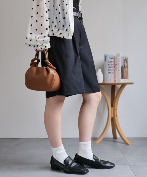 ⭐︎【ロク】センタープレスハーフパンツ　ショートパンツ　ベルト付き　レディース ⭐︎【ロク】センタープレスハーフパンツショートパンツベルト