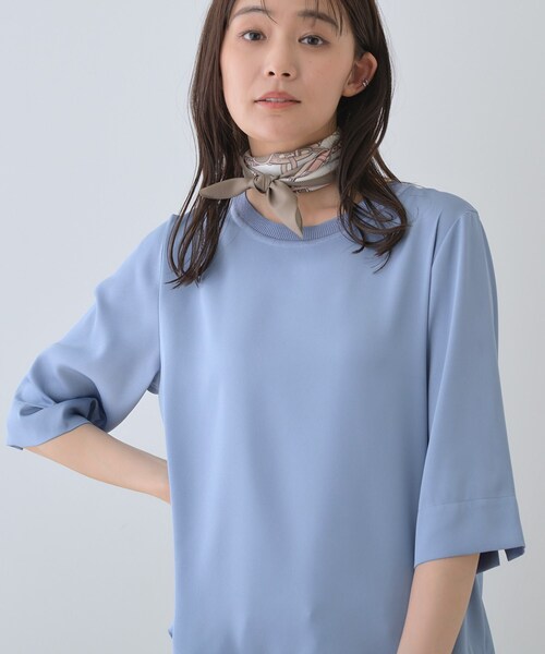 ブラウス シャツ 「洗える／5分袖」シルク風素材オフィスブラウス レディース INDIVI ブラウス シャツ 「洗える／5分袖」シルク風素材オフィス
