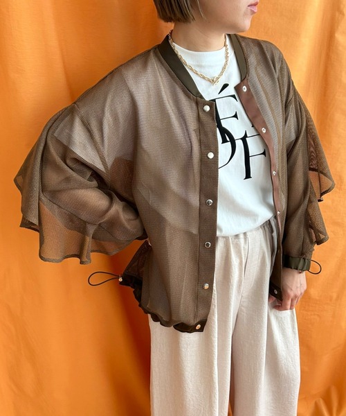 LHELBIE（レルビエ） ブルゾン アウター フリルスリーブメッシュ 