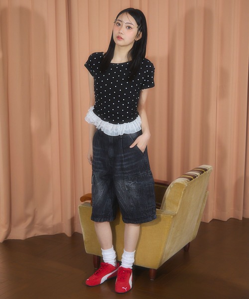 tシャツ 3.3 Field Trip／レーススリーブレス レディース 3.3 Field Trip／レースストール付き半袖T（Tシャツ/カットソー