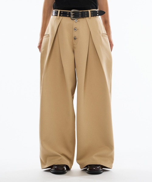 WISH FOR EVER スラックス 「新色追加」ASSORT CROSS TUCK BAGGY
