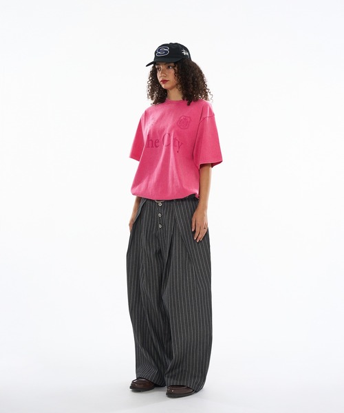 【新品未使用】WISH FOR EVER クロスタックバギーパンツ ネイビー WISH FOR EVER スラックス 「新色追加」ASSORT CROSS TUCK BAGGY