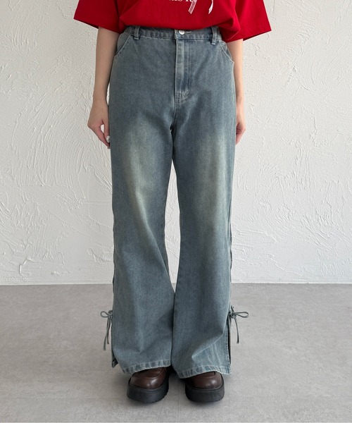 kutir ジーンズ デニム デニムパンツ オーバーダイリボンフレア