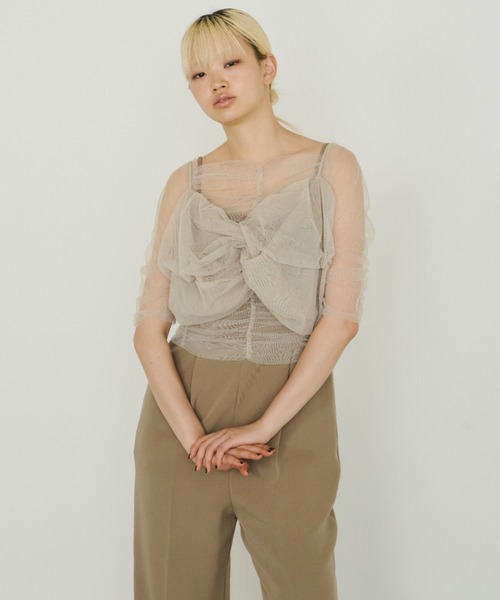 ANDRESD ツイステッドビスチェレイヤードトップス ANDRESD ブラウス シャツ ツイステッドビスチェレイヤードトップス