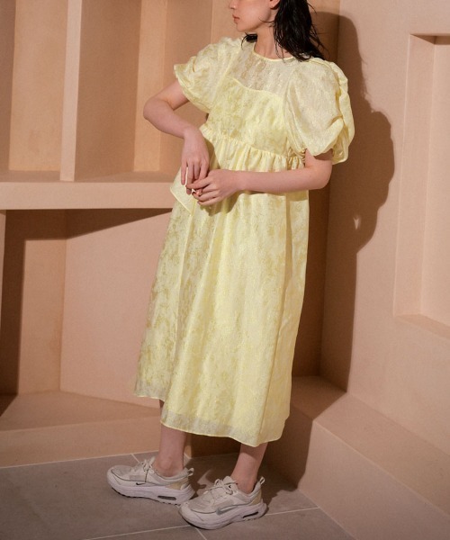 DONOBAN ドレス 「ANDRESD」bubble sleeve jacquard dress