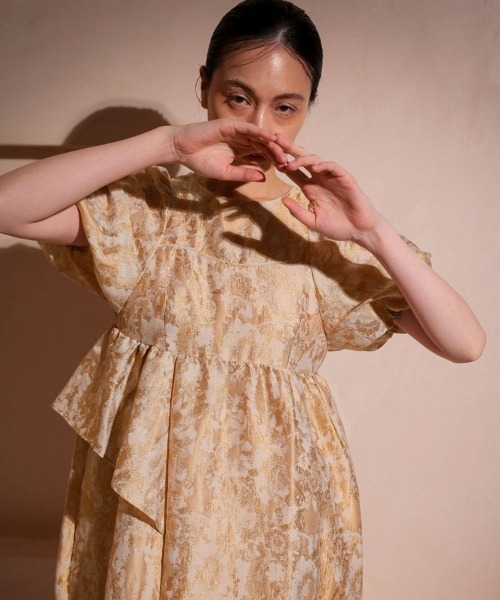 DONOBAN ドレス 「ANDRESD」bubble sleeve jacquard dress