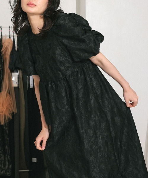 DONOBAN（ドノバン） ドレス 「ANDRESD」bubble sleeve jacquard dress
