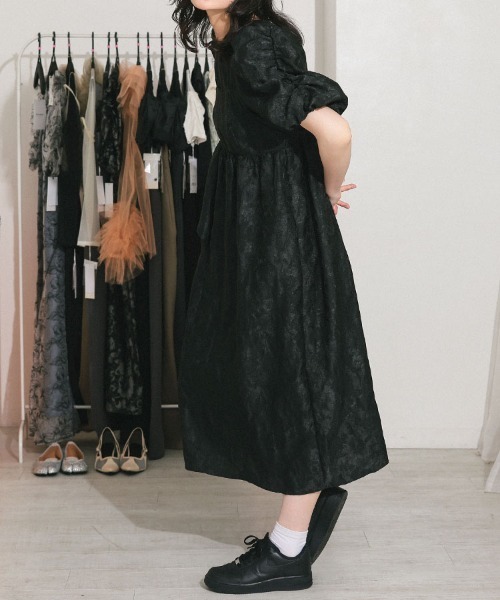 DONOBAN（ドノバン） ドレス 「ANDRESD」bubble sleeve jacquard dress