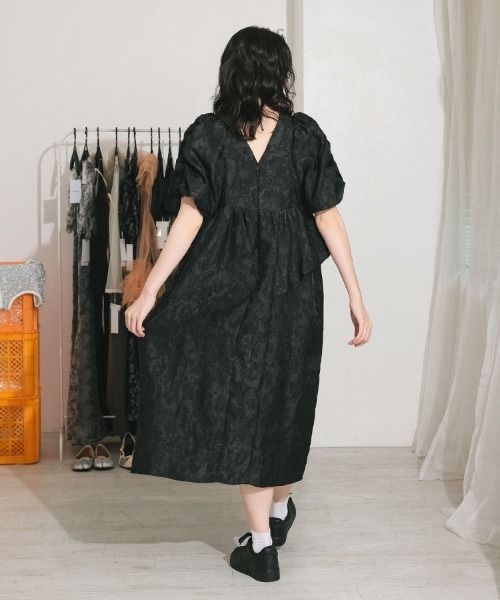 DONOBAN（ドノバン） ドレス 「ANDRESD」bubble sleeve jacquard dress