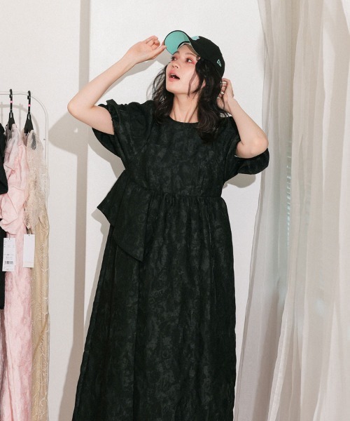 DONOBAN（ドノバン） ドレス 「ANDRESD」bubble sleeve jacquard dress