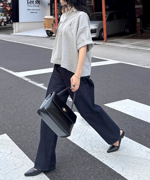 tシャツ ワンポイント刺繍半袖ラガーシャツ レディース