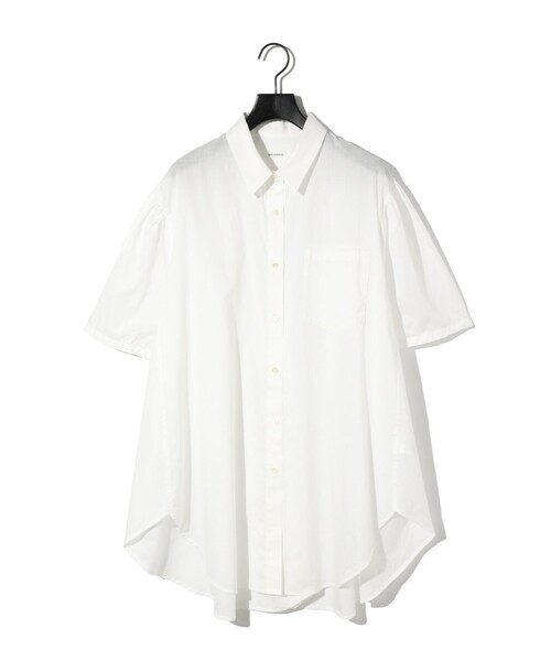 ブラウス シャツ MIDIUMISOLID for Ladies ハーフスリーブワイドシャツ レディース
