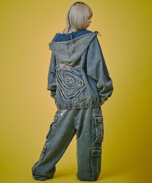 値下げC2H4 ファー デニム フード付きパーカー cawi25-30_b.jpg