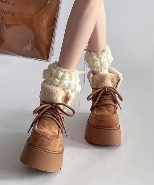 UGG レディース　ブラウンスニーカー　23ｃｍ　 厚底　ソール　ムートンブーツ UGG アグ ムートンブーツ クラシック ウルトラ ミニ ニュー ハイツ