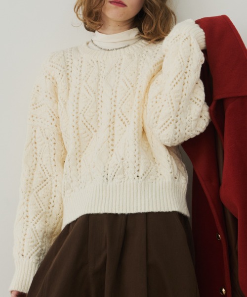 Unitage（ユニテージ） ニット セーター 透かしケーブルニットPO