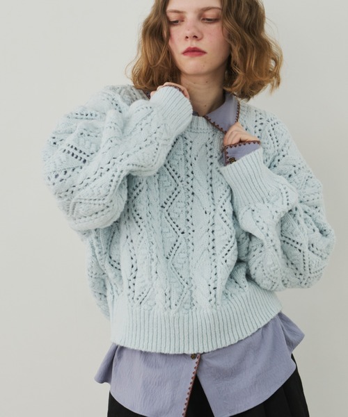 Unitage（ユニテージ） ニット セーター 透かしケーブルニットPO