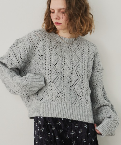 Unitage（ユニテージ） ニット セーター 透かしケーブルニットPO