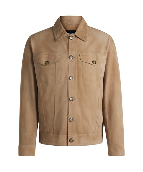 美品 HUGO BOSS スエードジャケット ゴートスキン レザーシャツ L相当 美品 HUGO BOSS スエードジャケット ゴートスキン レザーシャツ L相当