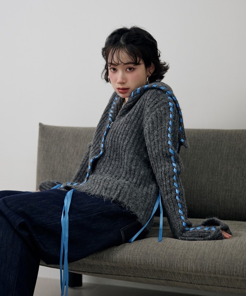 カーディガン ribbon sailor color knit cardigan /リボンセーラー