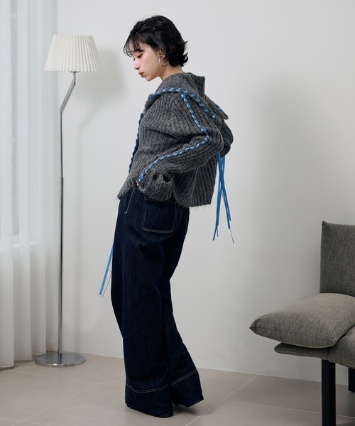 カーディガン ribbon sailor color knit cardigan /リボンセーラー