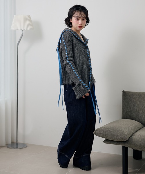 カーディガン ribbon sailor color knit cardigan /リボンセーラー