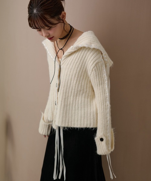 LACE UP RIBBON カーディガン LACE UP RIBBON カーディガン｜マウジーの通販｜&mall（アンドモール
