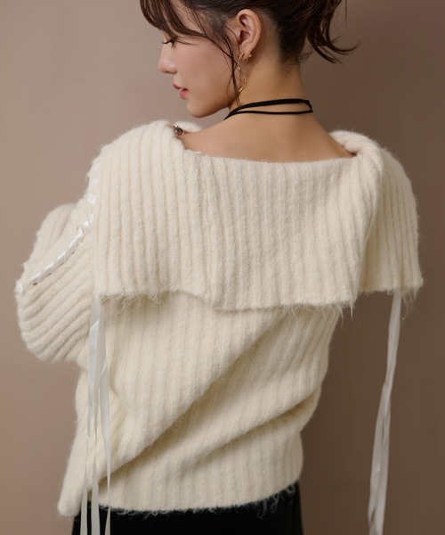 カーディガン ribbon sailor color knit cardigan /リボンセーラー