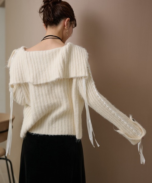 カーディガン ribbon sailor color knit cardigan /リボンセーラー