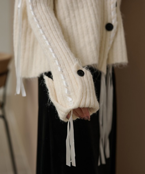 カーディガン ribbon sailor color knit cardigan /リボンセーラー