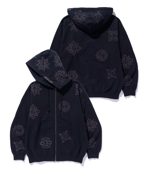 XLARGE（エクストラ ラージ） パーカー ALLOVER EMBROIDERY ZIP UP