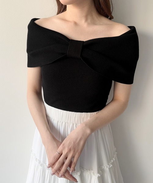 「mipiarl」 ノースリーブニット MEDIUM チャコール レディース_画像2