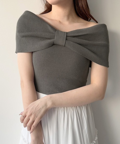 「mipiarl」 ノースリーブニット MEDIUM チャコール レディース_画像9