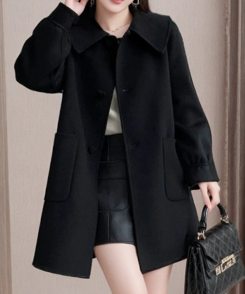 cammie コート アウター ハートボタンビッグカラーコート レディース