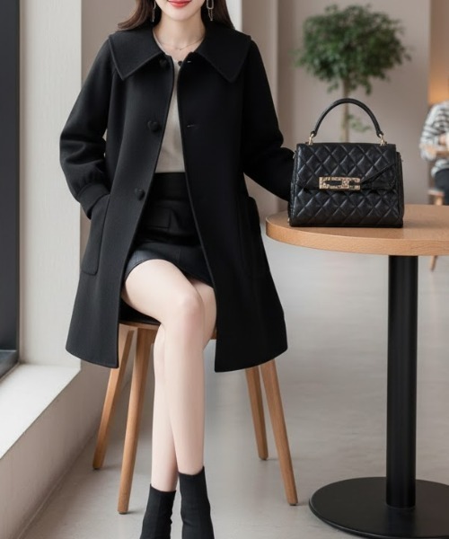 cammie コート アウター ハートボタンビッグカラーコート レディース