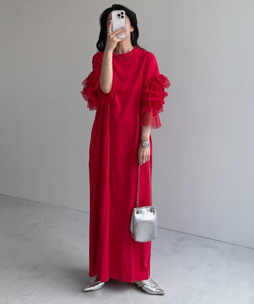 「wee9s」 半袖ワンピース FREE ブラック レディース_画像6