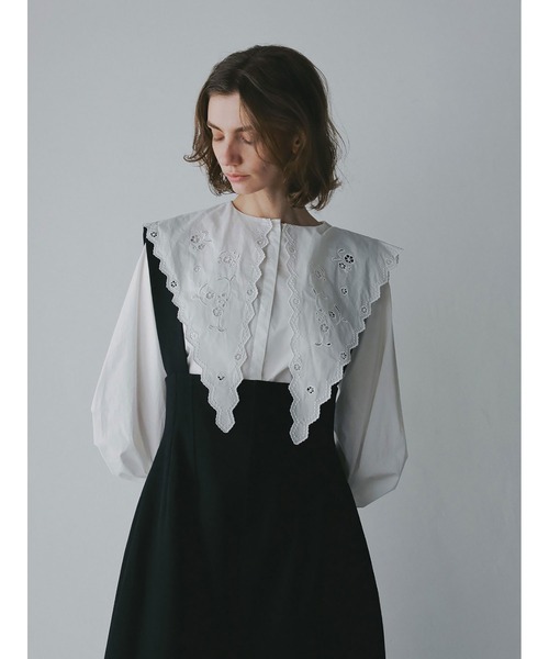 HER. ブラウス シャツ エンブロイダリーカラーブラウス レディース