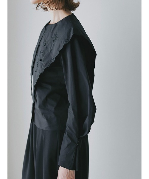 HER. ブラウス シャツ エンブロイダリーカラーブラウス レディース