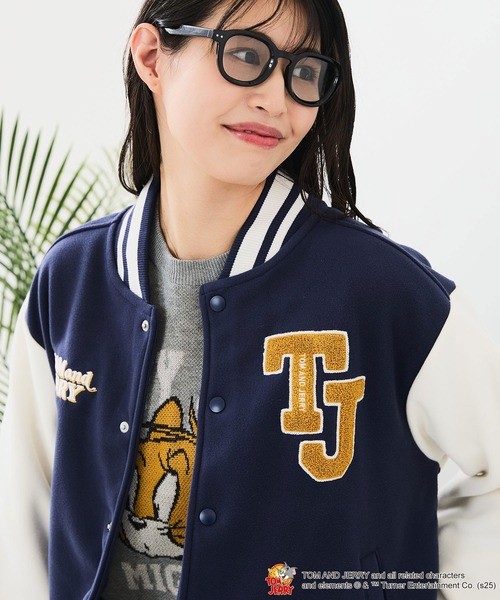 トムとジェリー スタジャン ネイビー スタジャン 「TOM＆JERRY/トムとジェリー」フリースボンディング