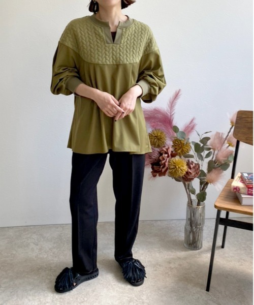 「LHELBIE」 長袖ブラウス M オリーブ レディース_画像2