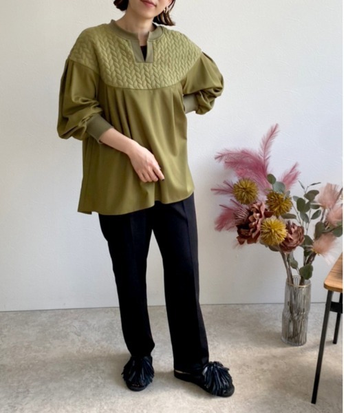 「LHELBIE」 長袖ブラウス M オリーブ レディース_画像3