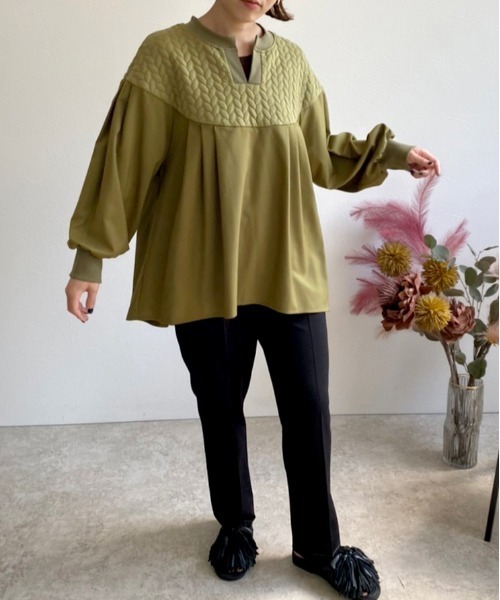 「LHELBIE」 長袖ブラウス M オリーブ レディース_画像5