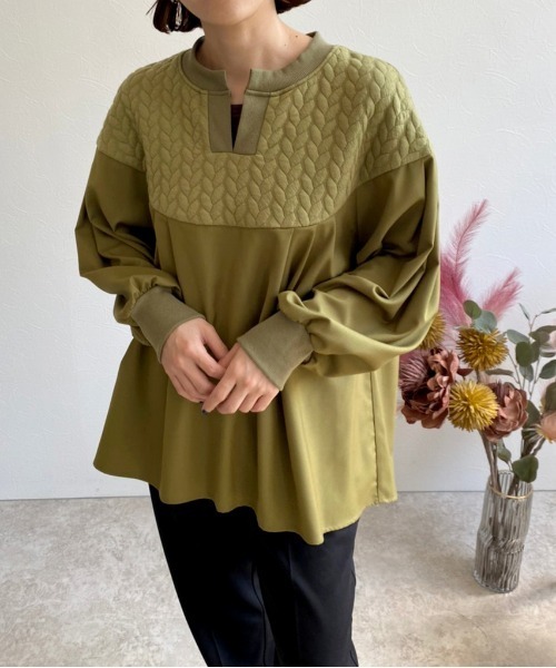 「LHELBIE」 長袖ブラウス M オリーブ レディース_画像6