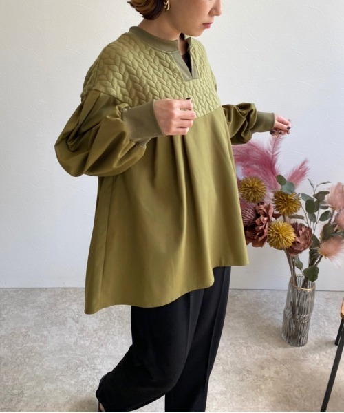 「LHELBIE」 長袖ブラウス M オリーブ レディース_画像8