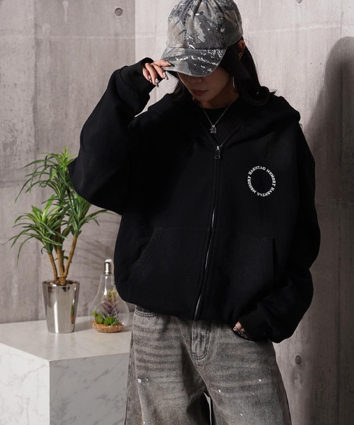 MEMORY パーカー 「MEMORY」スプレー加工 ダブルZIPパーカー / Spray