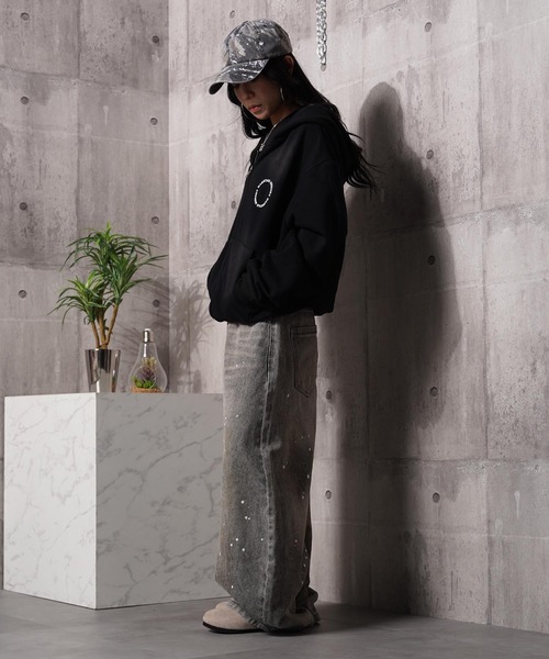 sour solution ダブルジップパーカー　M MEMORY パーカー 「MEMORY」スプレー加工 ダブルZIPパーカー / Spray