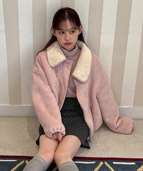 Ameri Vintageリバーシブルムートンコート ピンク Ameri Vintageリバーシブルムートンコート ピンク